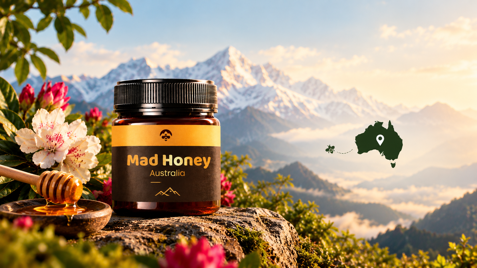 Authentic Himalayan mad honey jar — available for delivery across Australia